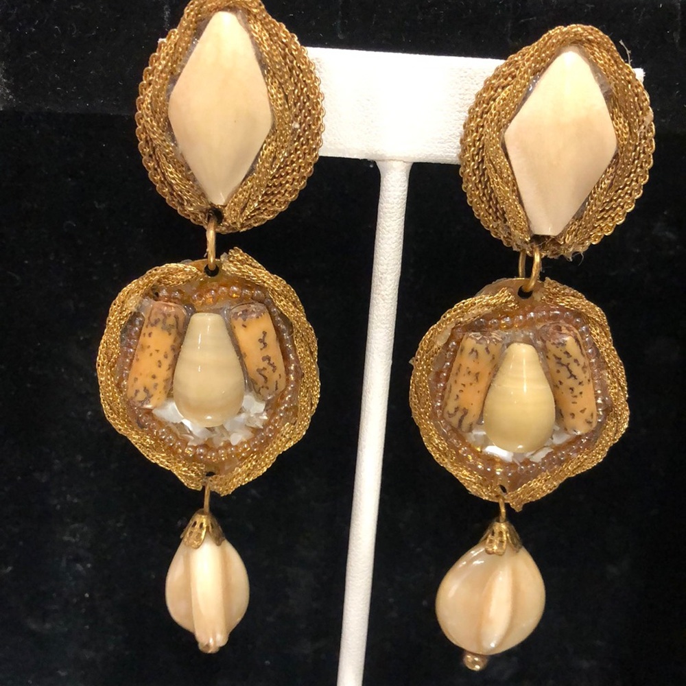 Vintage Sea Shell Statement Earrings By Maya-Boutique